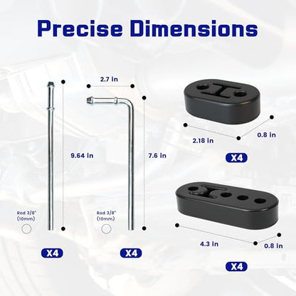 16PCS Rubber Exhaust Hanger Kit with Heavy Duty 2 Hole & 4 Hole - size: 16PCS