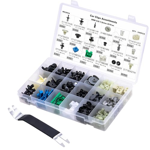 Rexka 350pcs for BMW & Mini Fastener Assortment- 3 Series G28 - Exterior, Interior & Engine Bay Repair Fasteners - Replaces 51127488356, 51127488355, 51127488348, 51417325082, 51498237075 - color: 350pcs