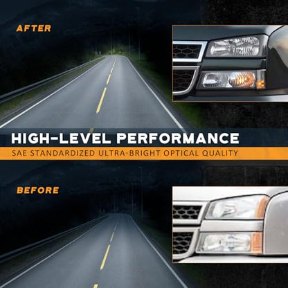 WEELMOTO Halogen Headlights Assembly for 2003-2007 Chevy Silverado - color: Clear Lens l Black Housing l Clear Reflector
