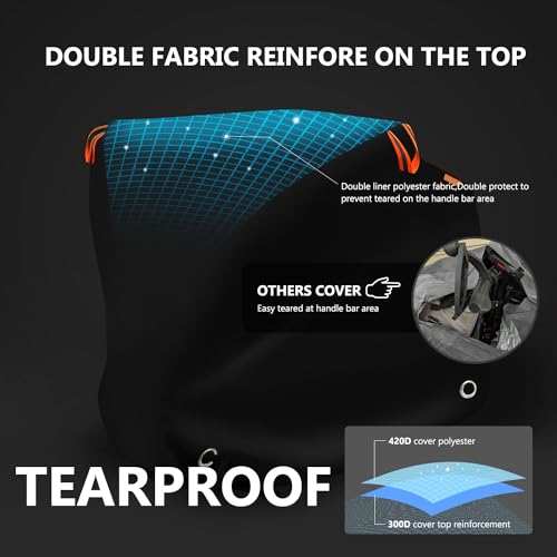 Motorcycle Cover Waterproof Outdoor,116" Durable 420D Oxford Cloth