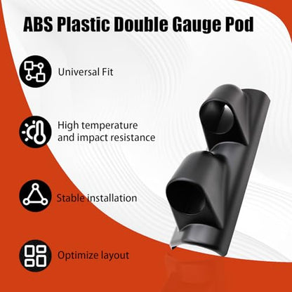 Universal Black ABS Plastic Double 2" 52mm Gauge Pod Holder