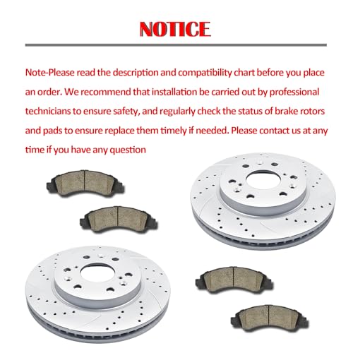 Acinoparts Front and Rear Brake Kit for Honda Odyssey 2005-2010 - size: ABK00801