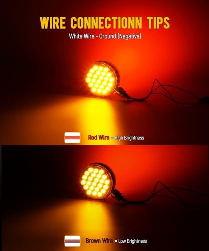 Partsam 2Pcs Double Face Round LED Pedestal Lights Fender Stop Turn Signal Tail Brake Lights Clear Lens 48 LED Post Mount Semi Trailer Replacement for Trailers Trucks, 10-30V - size: 4"