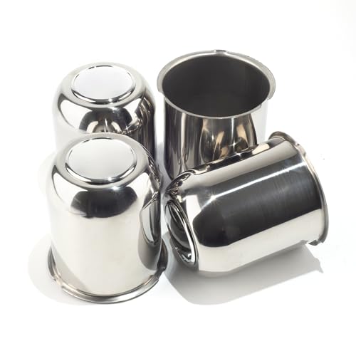 4Pcs 3.74" OD 4.33" H Trailer Wheel Center Caps with Removable Top - color: Mirror Polished, size: 3.74" OD 4.33" H