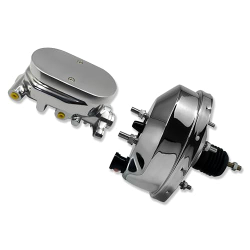 Chrome 8" Single Brake Booster & Smooth Master Cylinder 1 1/8" Bore - size: 8", style: Single Diaphragm