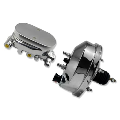 Chrome 8" Single Brake Booster & Smooth Master Cylinder 1 1/8" Bore - size: 8", style: Single Diaphragm