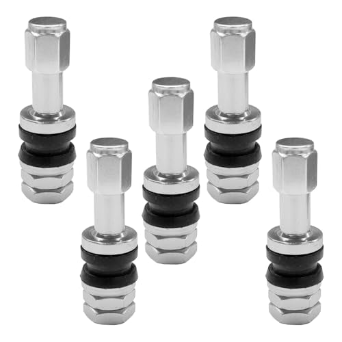 TR43E Metal Clamp-in Tire Valve Stems for 0.453" Rim Holes, Silver - color: Silver