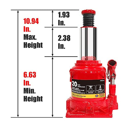 BIG RED T92007S Torin Hydraulic Bottle Jack with Carrying Case, 20 Ton (40,000 lb) Capacity - size: 20 Ton (40,000 lbs), style: 20 Ton(40,000 LBs) / storage case