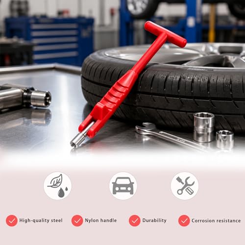 Car Tire Valve Stem Puller, No Scratch Valve Stem Remover Extender with T Handle, High Tensile Plastic Tire Valves Core Removal & Installation Tool for Most Vehicles
