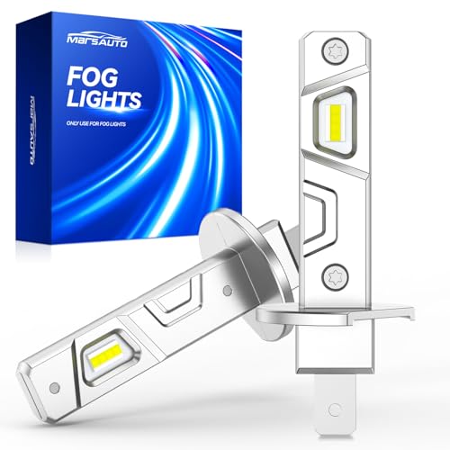 Marsauto H1 LED Bulb, 32000LM 600% Brighter H1 Bulb, 1:1 Mini Size No Adapter Needed for H 1 Fog Lights, Plug and Play, No Flicker, 99% Compatibility, Headlight Bezels - color: White, size: MF2 H1/H1LL
