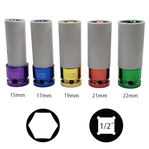 5PCS 1/2" Drive Impact Lug Nut Socket Set, Lug Nut Impact Socket - size: Impact Lug Nut Socket Set - 5PCS