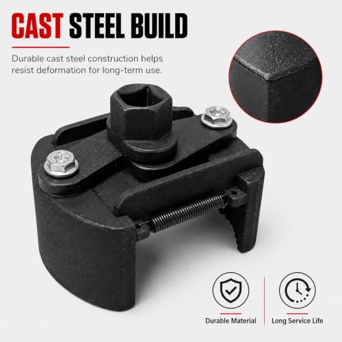 Adjustable Oil Filter Wrench, 2-Jaw Removal Tool for 2.36-3.15 Inch (Black)