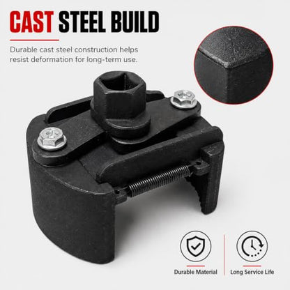 Adjustable Oil Filter Wrench, 2-Jaw Removal Tool for 2.36-3.15 Inch (Black)