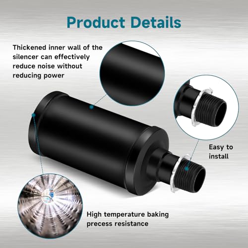 FVRITO 212cc Exhaust Muffler Kit for Predator 196cc 224cc 6.5HP Coleman CT200U BT200X CT200U-EX KT196 GX200 Tillotson Mini Bike Baja Clone Engine Go Kart Parts - color: black