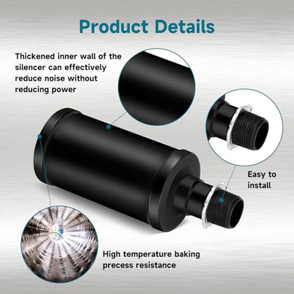 FVRITO 212cc Exhaust Muffler Kit for Predator 196cc 224cc 6.5HP Coleman CT200U BT200X CT200U-EX KT196 GX200 Tillotson Mini Bike Baja Clone Engine Go Kart Parts - color: black