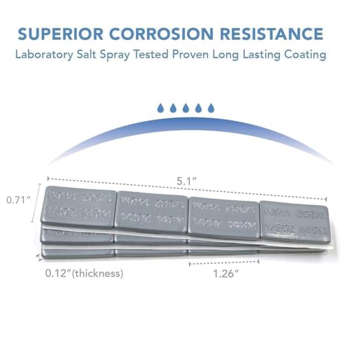 CKAuto 1/2oz, 0.5oz, Steel Adhesive Stick-On Wheel Weights, Gray, 12oz Box - color: Grey, size: 24PCS