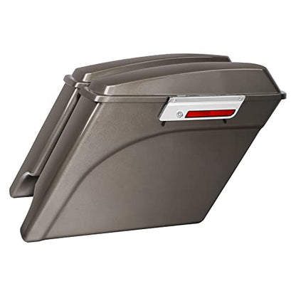 TCMT 5" Stretched Extended Saddlebags Fit For Harley Touring Road Glide Road King Electra Glide Ultra Classic 93-13 Street Glide FLHX 2008-2010 Painted ABS - color: Pewter Pearl Chrome Latches