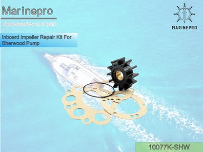 10077K Raw Sea Water pump Impeller Kit for Sherwood Pump R30G G701 Inboard - size: replace Sherwood 10077K