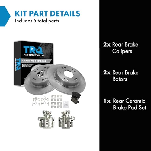 TRQ Rear Brake Pad and Rotor Set Ceramic Solid Rotors Calipers - style: BKA14401