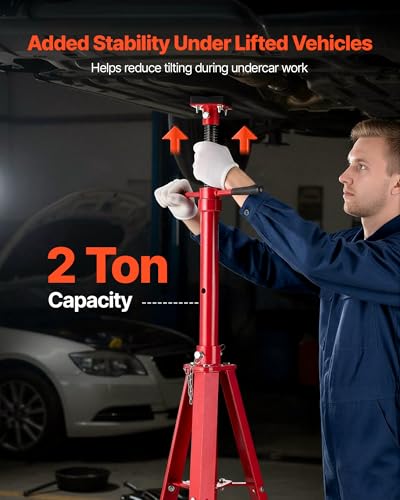 VEVOR Under Hoist Tripod Stand, 2 Ton (4409 lbs) Capacity High Lift Jack Stand Reach Underhoist Support, Lifting from 47.24" to 84.65", 4-Level Adjustable Height, Heavy Duty Carbon Steel for Car Lift