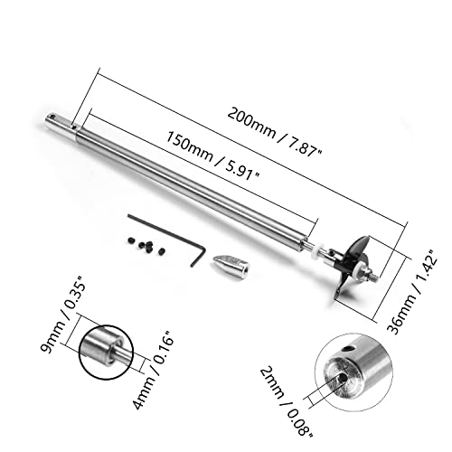 Fielect Drive Shaft w Propeller and Universal Joint for RC Boat, L200mm Shaft, L150mm Sleeve, D36mm Propeller, Fit for 2mm Motor Shaft - color: 2.00mm 20cm 15cm