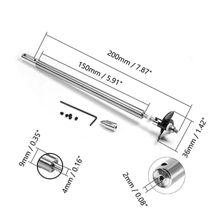 Fielect Drive Shaft w Propeller and Universal Joint for RC Boat, L200mm Shaft, L150mm Sleeve, D36mm Propeller, Fit for 2mm Motor Shaft - color: 2.00mm 20cm 15cm