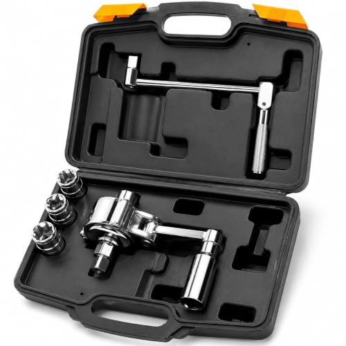 XtremepowerUS Torque Wrench Multiplier Lug Nut Labor Saving Wrench Remover Set (1/2" Driver) Wrench Lug Nut Remover 17mm, 19mm, 21mm Sockets w/Case - style: Torque Wrench (5 PCS)