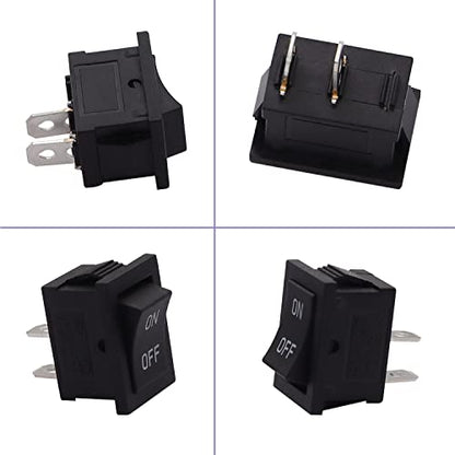 TWTADE 5PCS Latching Rocker Switch ON/Off 2 Pin 2 Position SPST Car Auto Boat Square Rocker Toggle Switch with Pre-Wired AC 10A/125V 6A/250V - color: Black-ON/Off Pre-wired - 5PCS, size: Narrow Rectangle