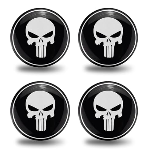 4PCS Skull Car Wheel Hub Center Cap Sticker, 2.2 Inch/56MM(Silver) - color: Silver