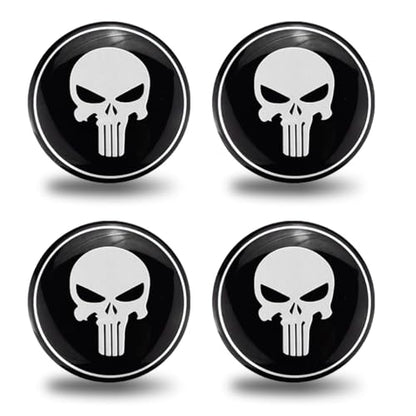 4PCS Skull Car Wheel Hub Center Cap Sticker, 2.2 Inch/56MM(Silver) - color: Silver