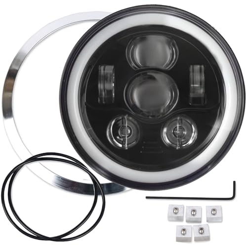 Eagle Lights 7 Inch Generation III Black LED Headlight Kit with Halo Ring DRL for Triumph T100 and T120 Models (Chrome Ring) - color: Chrome Ring
