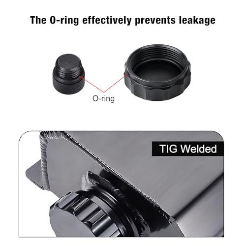 EVIL ENERGY Radiator Coolant Overflow Tank Aluminum, Universal Overflow Reservoir Tank, Upgraded Overflow Catch Can 1L Black