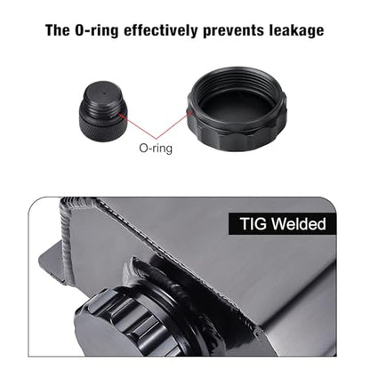 EVIL ENERGY Radiator Coolant Overflow Tank Aluminum, Universal Overflow Reservoir Tank, Upgraded Overflow Catch Can 1L Black