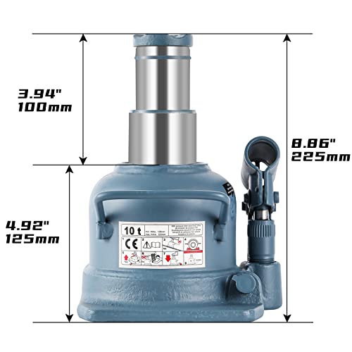 BAOSHISHAN 10 Ton Double Ram Bottle Jack 4.92" to 8.86" Lift Range - size: 10 Ton (Low Profile)