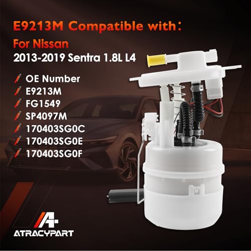 Electric Fuel Pump Module Assembly Fits 2013-2019 Nissan Sentra L4 1.8L - color: E9213M