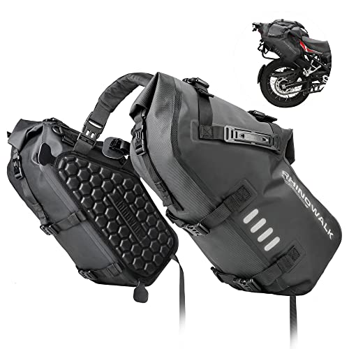 Rhinowalk Motorcycle Saddlebags 28L(14L*2) Waterproof Motorbike Side Bags, Travel Luggage Panniers with Shoulder Strap for Adventure & Sport Motorcycle Racks, 1 Pair - size: 28L Black