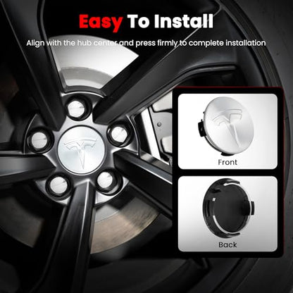 4 Pack Car Wheel Center Hub Cap Kit with 22 Lug Nut Covers - color: Silver & Silver
