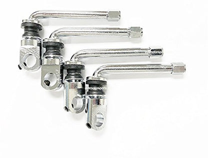 (4) Chrome 2.8" TPMS Valve Stems With TPMS Adapter ¦ 90 Degree ¦ Multi-Piece Wheels ¦ HRE MIRO FORGIATO WORK SSR WEDS