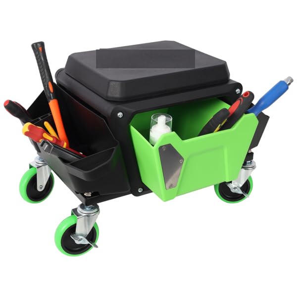 Heavy Duty Mechanic Stool 330 Lbs, Rolling Garage Seat with Wheels, Creeper Stool with Tool Tray for Auto Repair, Workshop, Car Beauty, Mechanic Rolling Stool Garage Shop Chair