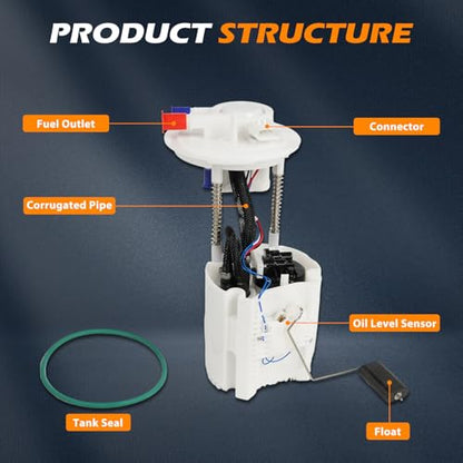 E7280M Fuel Pump Module Assembly Suitable for 15-16 Chrysler200 14-16 Cherokee 13-14 Dart L4 2.0L/2.4L Replacement FG1560, SP7224M, 68166589AC - size: E7280M-size: 20cm