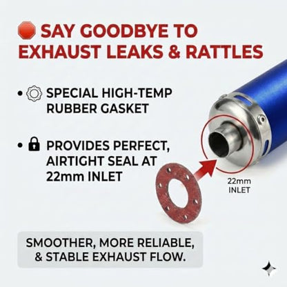 BADASS SHARKS Universal Motorcycle Exhaust Muffler Blue 22mm 2-Stroke - color: Blue