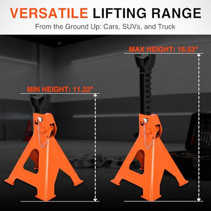 Nilight 3-Ton Jack Stands, Double Locking, 6,600 lb Capacity, 2-Pack - size: 3T