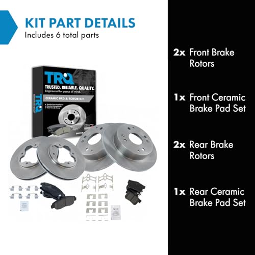 TRQ Front and Rear Ceramic Brake Pad and Rotor Set - style: BKA11250