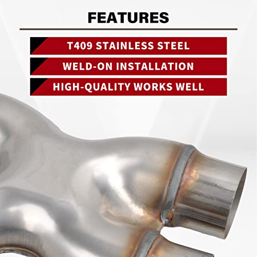 T409 Stainless Steel X Pipe 2.5'' Inch ID Dual to 2.5'' Inch ID Dual Stamped Exhaust Adapter Connector, Crossover X-Pipe,Overall Length: Approx. 12", Universal - size: 2.5" Dual to 2.5" Dual