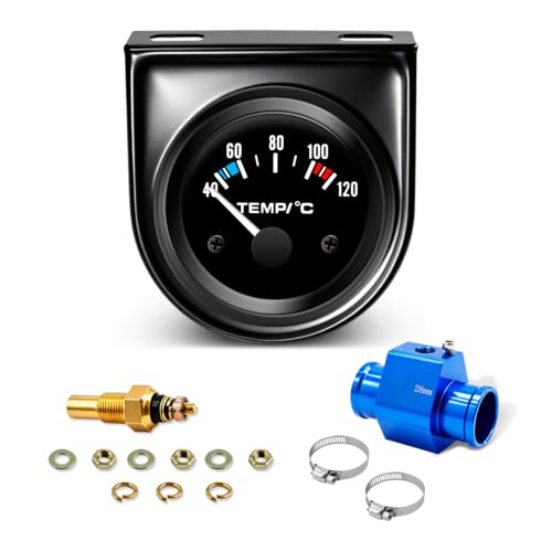 2" 52mm Digital Water Temperature Gauge Kit with Sensor and Tee Pipe, 40-120°C / 100-250°F, 12V Coolant Temp Gauge for Car Truck Pickup Boat Marine Engine - color: 40-120℃, size: with Tee Pipe