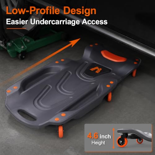 42" Mechanic Car Creeper, 350 LBS Heavy Duty Garage Creeper with 6 Wheels - color: Grey