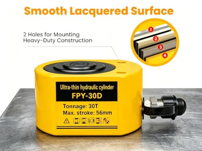 Jooptoolwook 30T Multi-Section Low Profile Hydraulic Ram Jack, 2.13" Stroke Portable Mini Hydraulic Lifting Cylinder for Machinery, Bridge & Construction Industry - size: 30T