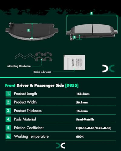 Ceramic Brake Pads Kits,SCITOO 8pcs Brakes Pads Set Fit For Acura For MDX - size: Front-D855 & Rear-D865