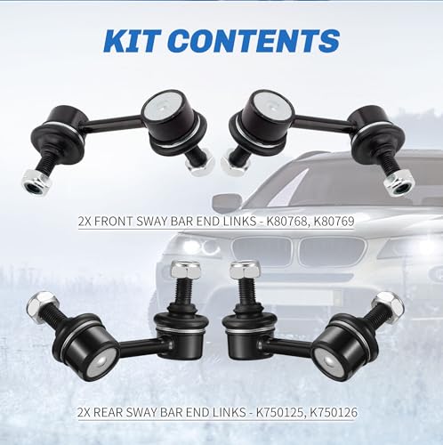 Front and Rear Sway Bar Links Compatible With 2006-2011 Acura CSX, Honda Civic Sway Bar End Links K80768 K80769 K750125 K750126 - size: K80768, K80769, K750125, K750126