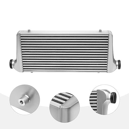 Universal Mount Intercooler 31x12x3" 2.5" Inlet & Outlet One Side Top Polished Intercooler Aluminum Intercooler Front Mount Intercooler For Mazda Toyota Acura BWM Audi High - color: 31x12x3" 2.5"